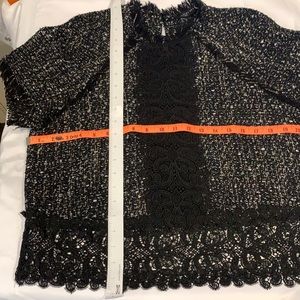 Zara Woman Black top-tweed & lace. NWOT